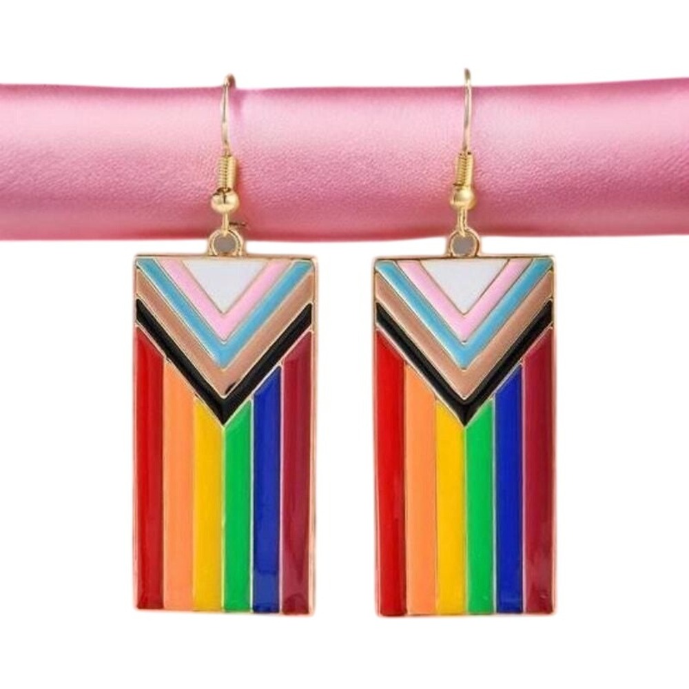 NEW Inclusive Pride Flag Dangle Earrings Rainbow Trans LGBTQIA+ Gayโ